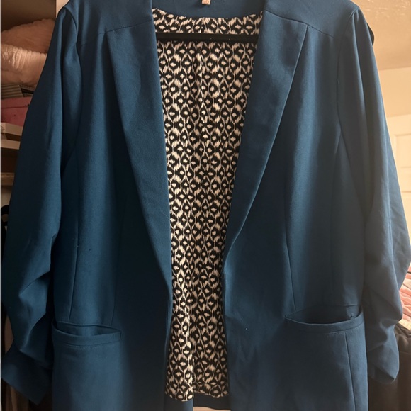 Skies Are Blue Jackets & Blazers - Skies Are Blue Teal Blazer